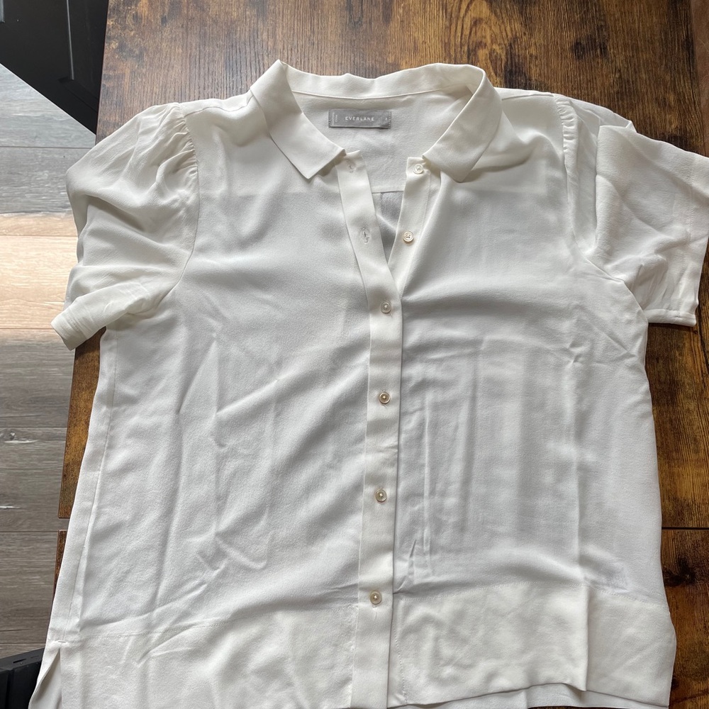 NWOT Everlane clean silk short sleeve blouse